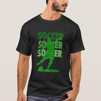 Vibrant Soccer Player Silhouette with Bold Text  T-Shirt