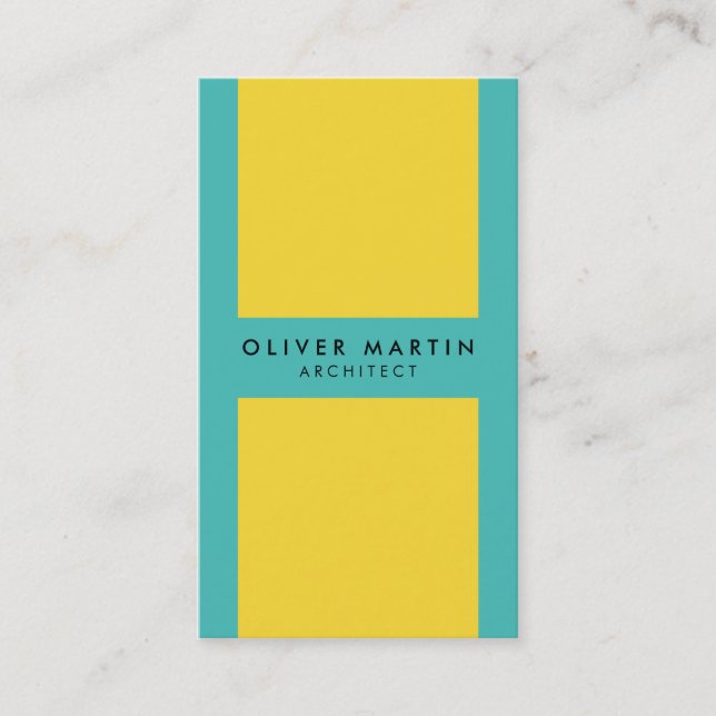 Vibrant Social Media Colour Block Yellow Turquoise Business Card (Front)