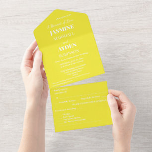 Vibrant Solid Yellow Background All In One Invitation