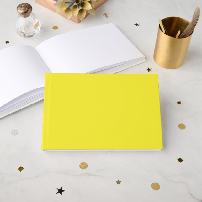 Vibrant Solid Yellow Background  Guest Book (Front Open)