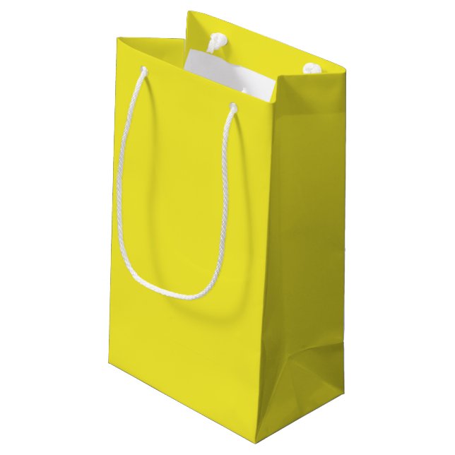 Vibrant Solid Yellow Background  Small Gift Bag (Back Angled)