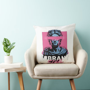 VIBRANT SOUL   Aesthetic Vaporwave Greek Statue  Cushion