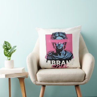 VIBRANT SOUL | Aesthetic Vaporwave Greek Statue  Cushion