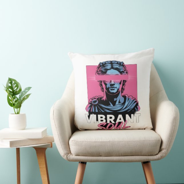 VIBRANT SOUL | Aesthetic Vaporwave Greek Statue  Cushion (Chair)