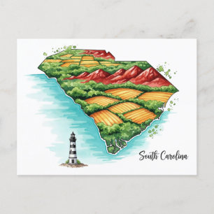 Vibrant South Carolina Map Art Holiday Postcard