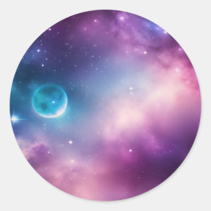 Vibrant Space Blue And Purple Galaxy Classic Round Sticker