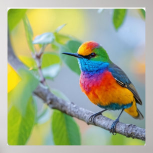 Vibrant Sparrow Perched Poster