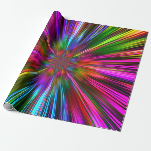 Vibrant Spectral Lasers Wrapping Paper (Unrolled)