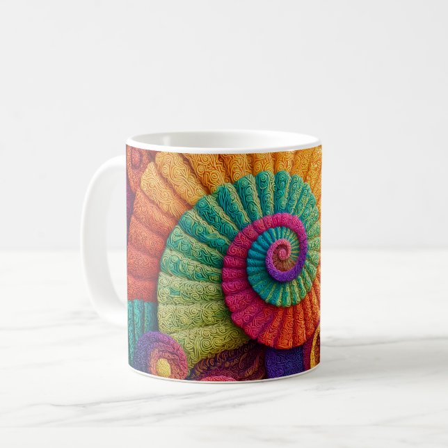 Vibrant Spiral Abstract Patterns Coffee Mug (Front Left)