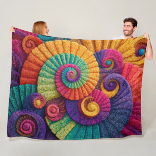 Vibrant Spiral Abstract Patterns Fleece Blanket