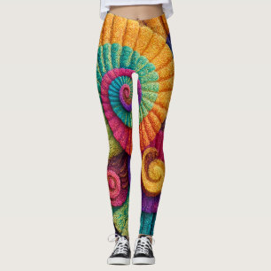 Vibrant Spiral Abstract Patterns Leggings