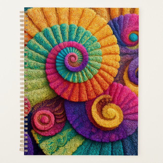 Vibrant Spiral Abstract Patterns Planner (Front)