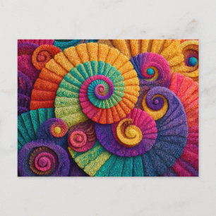 Vibrant Spiral Abstract Patterns Postcard