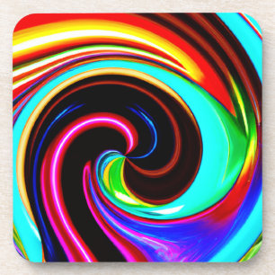 Vibrant Spiral Fantasy Pattern Coaster