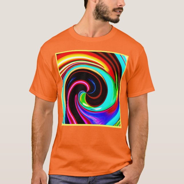 Vibrant Spiral Fantasy Pattern T-Shirt (Front)