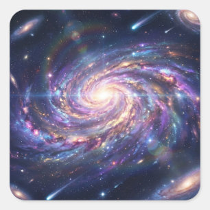 Vibrant Spiral Galaxy in Deep Space Square Sticker