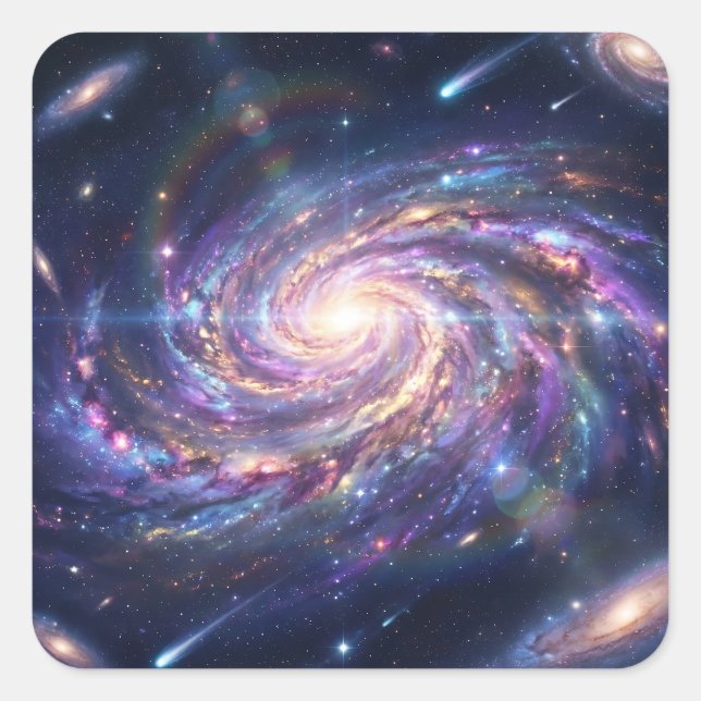 Vibrant Spiral Galaxy in Deep Space Square Sticker (Front)