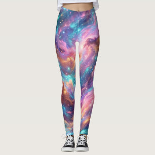 Vibrant Spiral Galaxy Nebula Leggings