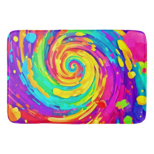 Vibrant Spiral Splash Colours Art Bath Mat