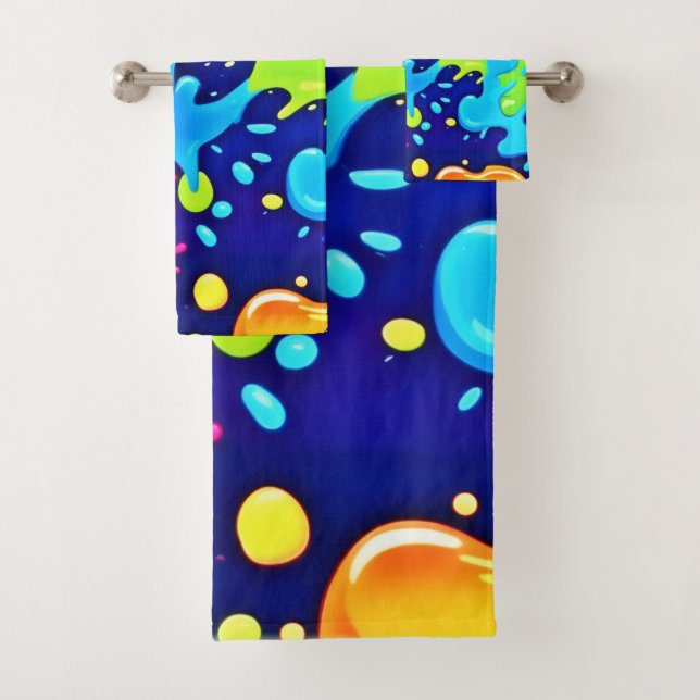 Vibrant Splash of Colour Art Explosion Bath Towel Set (Insitu)