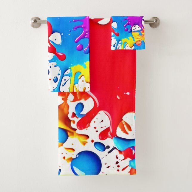 Vibrant Splashes of Neon Colours Bath Towel Set (Insitu)
