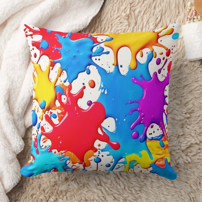 Vibrant Splashes of Neon Colours Cushion (Blanket)