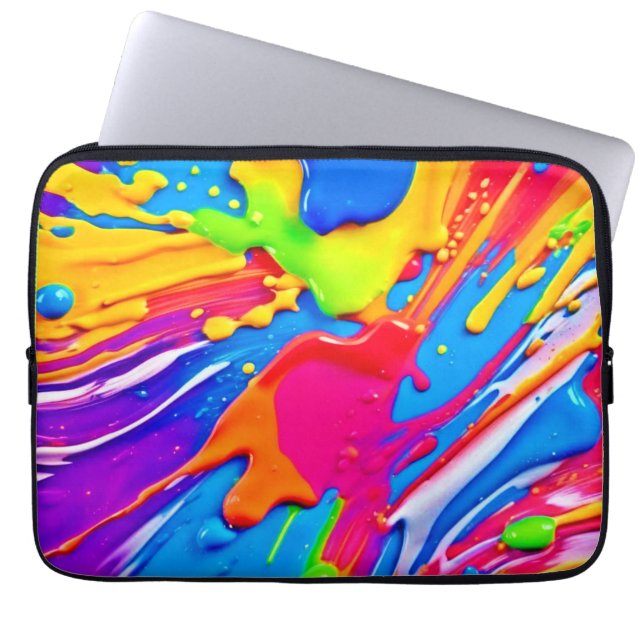 Vibrant Splatter Colour Burst Design Laptop Sleeve (Front)