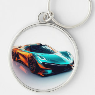 Vibrant Sports Car with Modern Design Key Ring