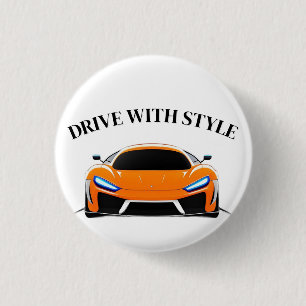 Vibrant Sports Car with Neon Glow 3 Cm Round Badge