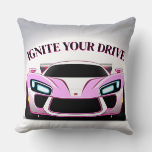 Vibrant Sports Car with Neon Glow Cushion