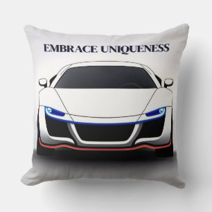 Vibrant Sports Car with Neon Glow Cushion