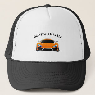 Vibrant Sports Car with Neon Glow Trucker Hat