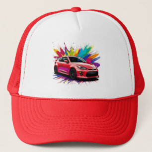 Vibrant Sports Car with Splash of Colours Trucker Hat