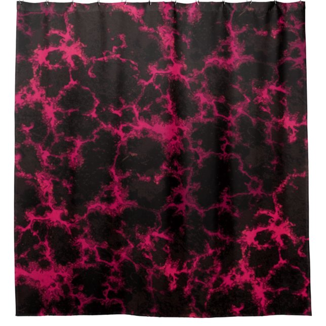 Vibrant Spotted Goth Pink and Black Shower Curtain (Front)