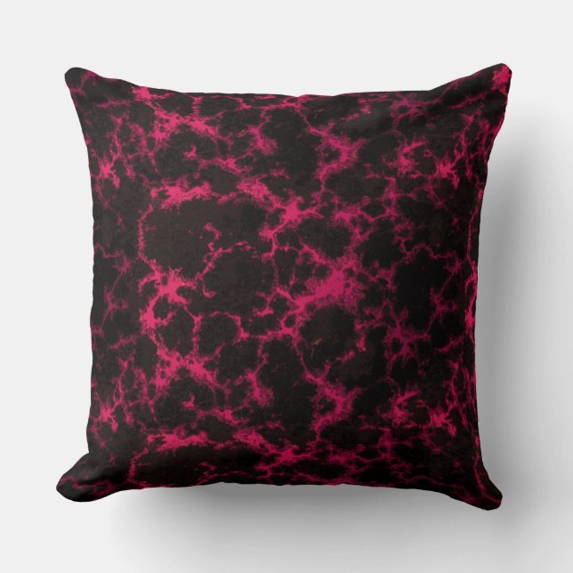 Vibrant Spotted Pink and Black Flames Cushion (Front)