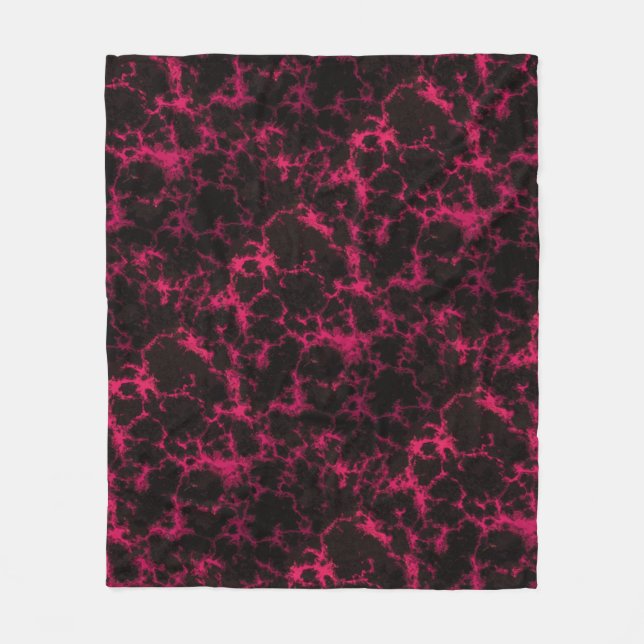 Vibrant Spotted Pink and Black Flames Fleece Blanket (Front)