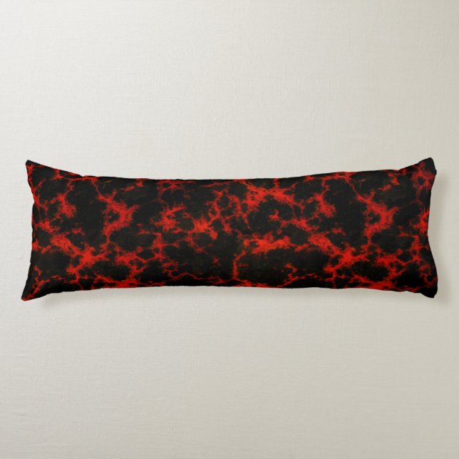 Vibrant Spotted Red and Black Flames Body Cushion (Front)
