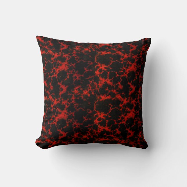 Vibrant Spotted Red and Black Flames Cushion (Front)