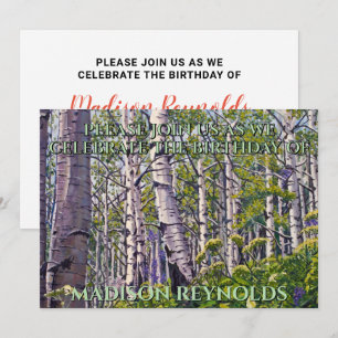 Vibrant Spring Aspen Tree Birthday Invitation