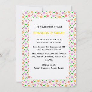 Vibrant Spring Flowers and Leaves Invitation