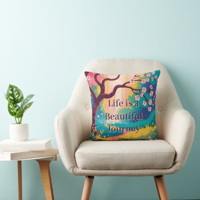 Vibrant Spring Path under Blooming Cherry Blossoms Cushion (Chair)