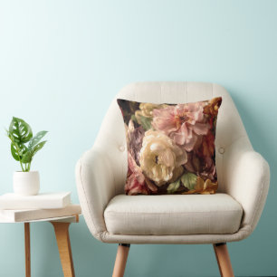 Vibrant Spring Peony Vintage Arrangement Cushion