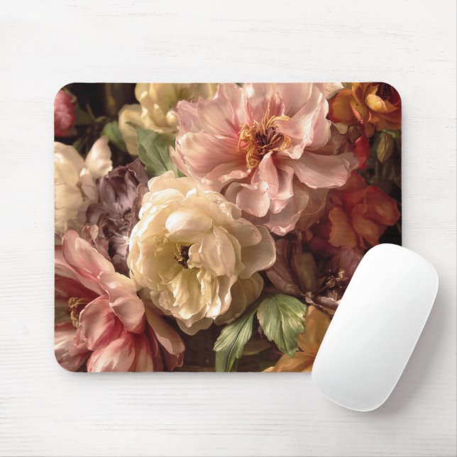 Vibrant Spring Peony Vintage Arrangement Mouse Mat (With Mouse)