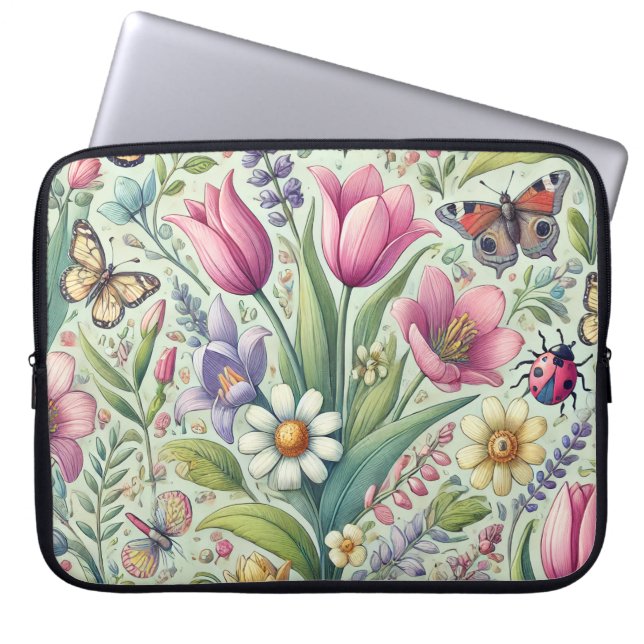 Vibrant Spring-Themed Laptop Sleeve (Front)