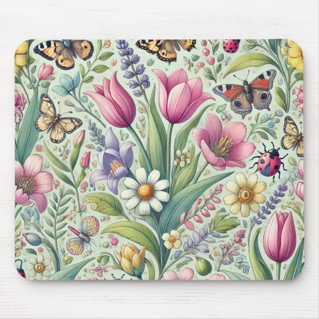 Vibrant Spring-Themed Mouse Pad (Front)