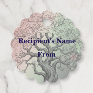 Vibrant Spring Tree Custom - Blossoming Floral Favour Tags