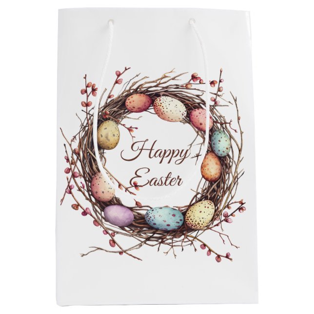 Vibrant Springtime Egg Nest Easter Brunch Medium Gift Bag (Front)