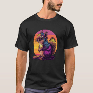 Vibrant Squirrel In Sunset Colours T-Shirt