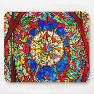 Vibrant Stained Glass Abstract Art Mouse Mat