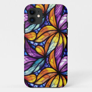 Vibrant Stained Glass Floral: Colorful Design iPhone 11 Case